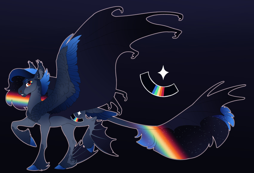 2020 absurd_res ambiguous_gender cosmic_hair cutie_mark digital_media_(artwork) ethereal_hair fan_character feral hi_res my_little_pony orange_eyes pseudo_hair solo turnipberry