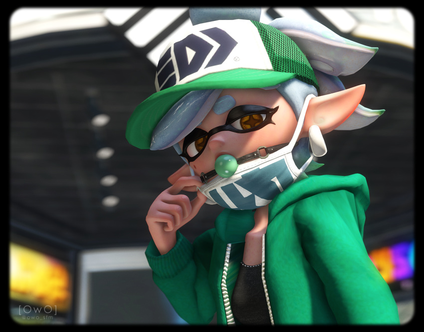 3d_(artwork) animal_humanoid ball_gag cephalopod cephalopod_humanoid clothed clothing digital_media_(artwork) ear_piercing face_mask female gag hat headgear headwear humanoid inkling jacket marie_(splatoon) marine marine_humanoid mollusk mollusk_humanoid nintendo owo_sfm piercing pseudo_hair public solo source_filmmaker splatoon squid_sisters_(splatoon) tentacle_hair tentacles topwear video_games