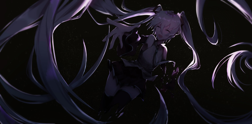 dark hatsune_miku long_hair tagme_(artist) tie twintails vocaloid