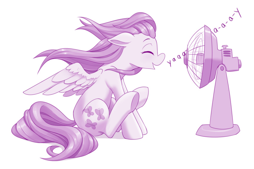 2020 dstears electric_fan equid equine eyes_closed fan_(object) female feral fluttershy_(mlp) friendship_is_magic mammal mechanical_fan my_little_pony pegasus portable_fan purple_theme quadruped rotary_fan sitting wings yay