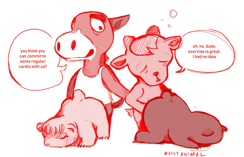 all_fours ambiguous_gender animal_crossing anthro bovid buck_(animal_crossing) caprine dialogue doggystyle english_text equid equine from_behind_position goat group group_sex hi_res horse male male/ambiguous mammal maple_(animal_crossing) moist_animal nintendo sex sherb_(animal_crossing) sketch tammy_(animal_crossing) text tired ursid video_games