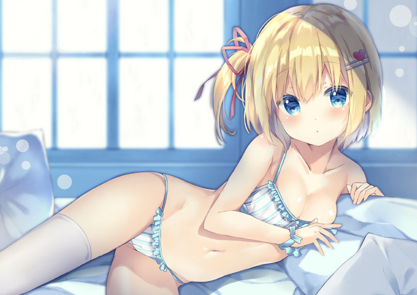 bed bra lemon-chan melonbooks panties saeki_sora scan thighhighs third-party_edit underwear