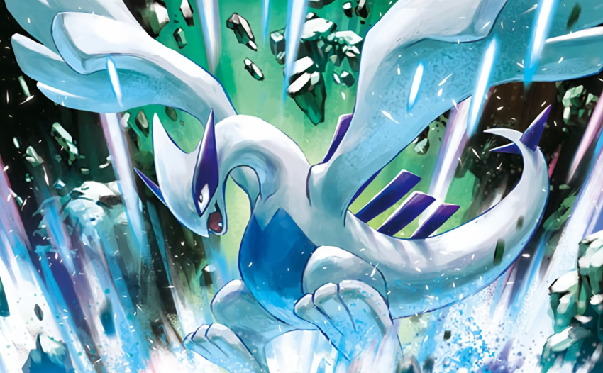 commentary creature english_commentary fangs flying full_body gen_2_pokemon hasuno_(poketcg) legendary_pokemon lugia multiple_sources no_humans official_art pokemon pokemon_(creature) pokemon_trading_card_game solo third-party_source