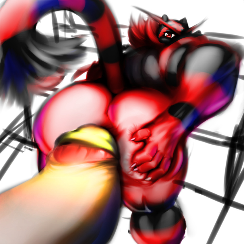 1:1 anthro balls big_balls big_butt big_penis butt colored genitals hi_res huge_butt huge_penis humanoid_genitalia humanoid_penis incineroar male male/male monster_penis muscular muscular_male nintendo penis pok&eacute;mon pok&eacute;mon_(species) rexarum rillaboom sex showing_butt showing_off_hindquarters simple_background thick_thighs video_games
