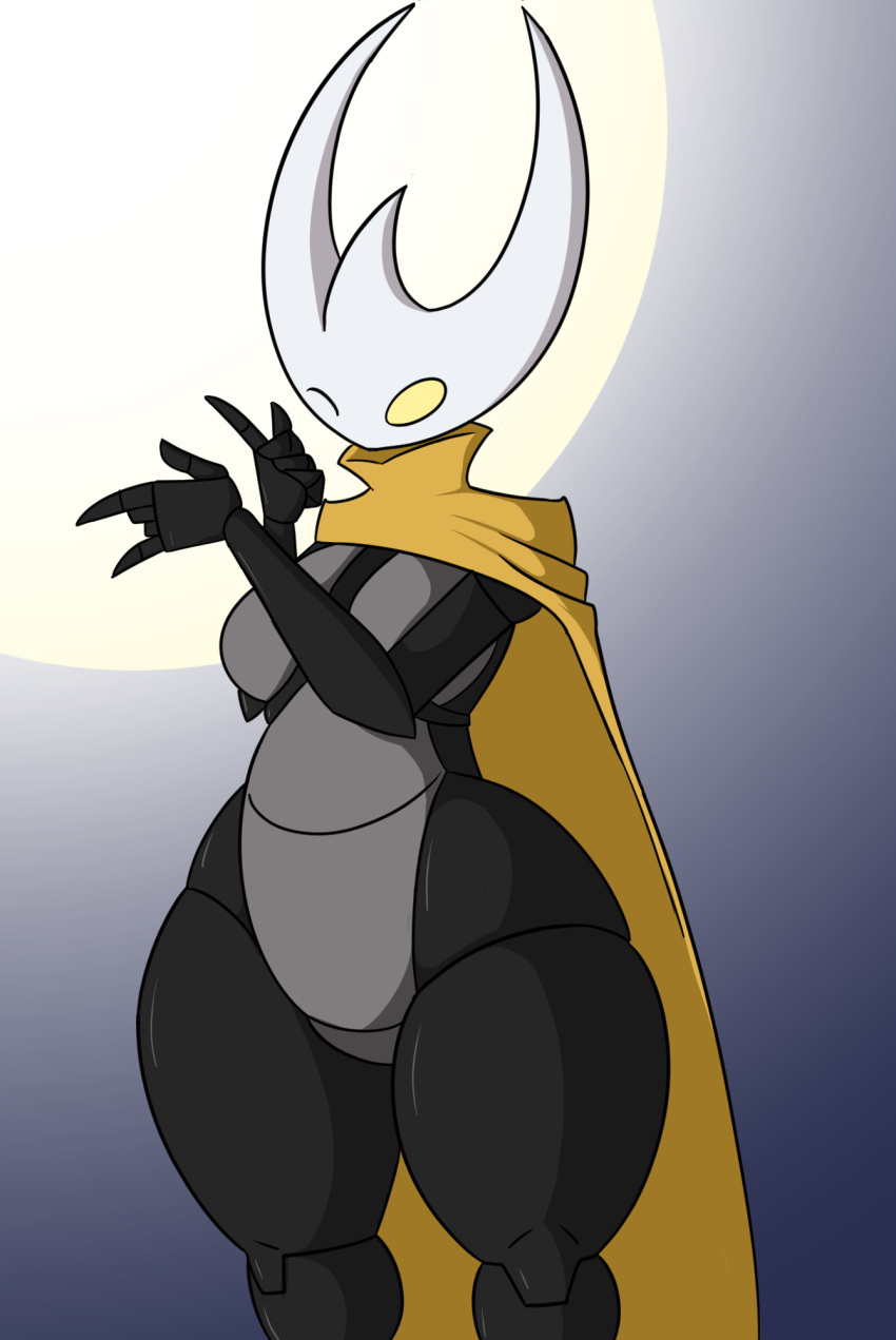 anthro arthropod cape clothing female hi_res hollow_knight hornet_(hollow_knight) king_of_sorrow_(artist) radiant_hornet solo team_cherry video_games wide_hips