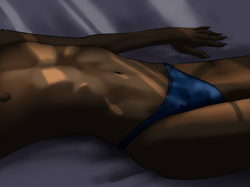 abs anthro artsy bed bedding belly brown_body brown_fur cashmerekangaroo clothed clothing crossdressing digital_media_(artwork) domestic_cat euplerid felid feline felis fossa fur furniture girly hi_res light lighting lying male male/male mammal navel nipples on_bed panties ribs slim solo sun_bathing underwear