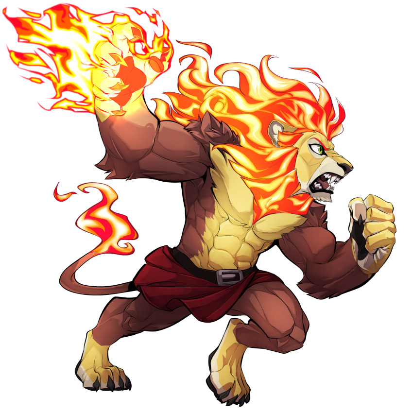 1:1 action_pose alpha_channel angry anthro brown_body brown_fur clothing elranno felid fire fist flaming_hair flaming_mane flaming_tail fur hi_res lion loincloth male mammal multicolored_body multicolored_fur open_mouth pantherine paws pose pseudo_hair pseudo_mane rivals_of_aether simple_background solo teeth_bared transparent_background two_tone_body two_tone_fur video_games zetterburn