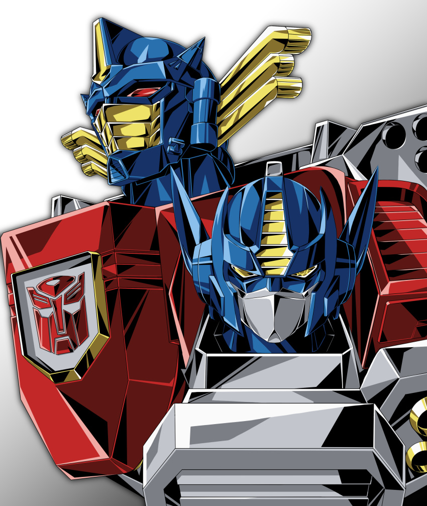 absurdres autobot exhaust_pipe gradient gradient_background highres insignia looking_to_the_side mecha no_humans obei_teitoku optimus_prime red_eyes robot transformers transformers_armada yellow_eyes