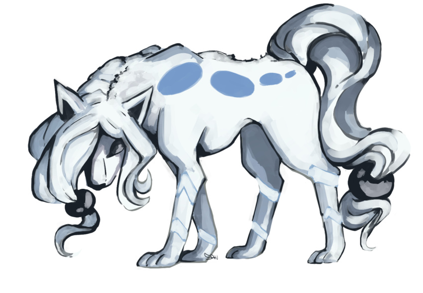 beta_pokemon commentary creature english_commentary full_body looking_at_viewer no_humans pokemon pokemon_(creature) pokemon_(game) pokemon_gsc pokemon_gsc_beta prototype savvart solo standing sui_(suicune) tied_hair transparent_background