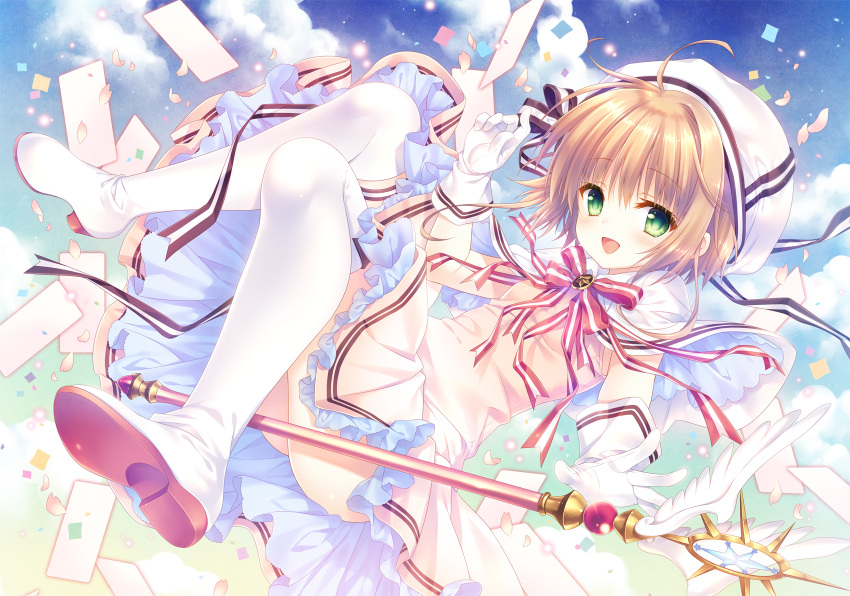 card_captor_sakura dress kero kinomoto_sakura tatekawa_mako thighhighs