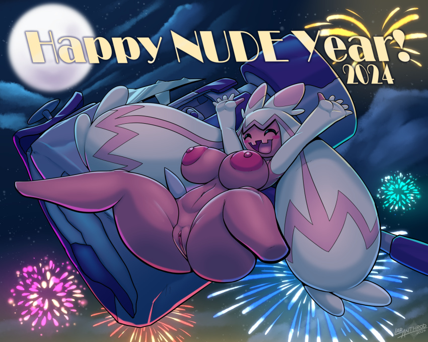 big_breasts blush breasts eyes_closed female fireworks generation_9_pokemon genitals hi_res holidays latiar moon new_year night nintendo nipples not_furry nude pokemon pokemon_(species) pussy smile solo spread_legs spreading thick_thighs tinkaton