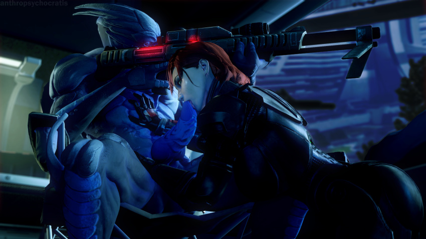 alien anthropsychocratis duo fellatio female genitals gun hi_res human humanoid knot male male/female mammal mass_effect oral penile penis ranged_weapon rifle sex slit turian weapon