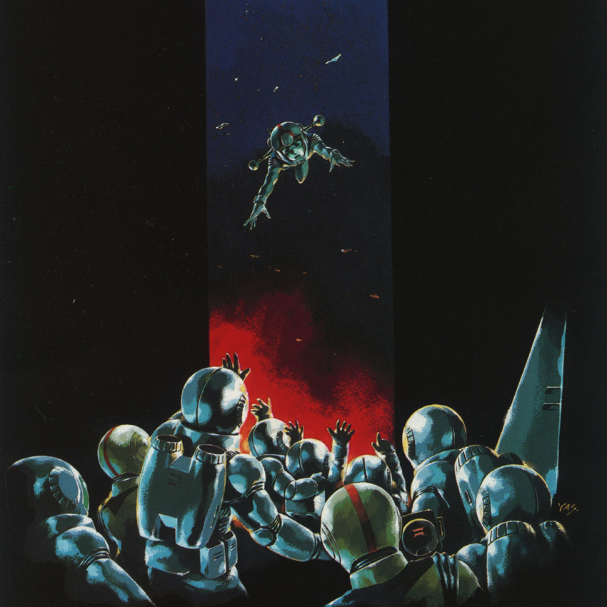 1980s_(style) a_baoa_qu amuro_ray astronaut bright_noa crowd debris fake_screenshot fraw_bow gloves good_end gundam hayato_kobayashi helmet jetpack kai_shiden katz_kobayashi kikka_kitamoto letz_cofan looking_at_viewer mirai_yashima mobile_suit_gundam multiple_boys multiple_girls production_art retro_artstyle sayla_mass scan science_fiction signature space spacesuit spoilers traditional_media yasuhiko_yoshikazu zero_gravity