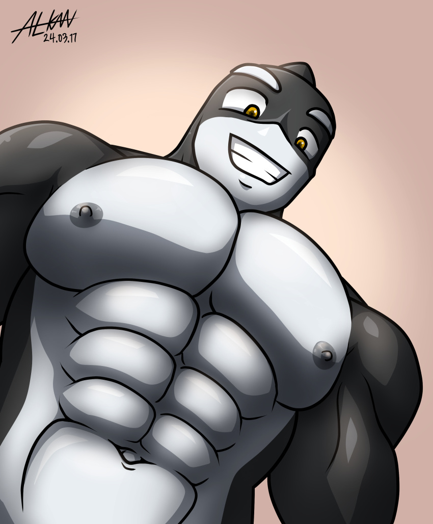 abs absurd_res alkan anthro big_pecs black_body black_nipples cetacean dolphin dovel grin hi_res male mammal marine moobs multicolored_body muscular muscular_anthro muscular_male navel nipples nude nude_anthro nude_male oceanic_dolphin orca pec_pov_meme pecs shaded smile solo teeth toothed_whale two_tone_body white_body yellow_eyes