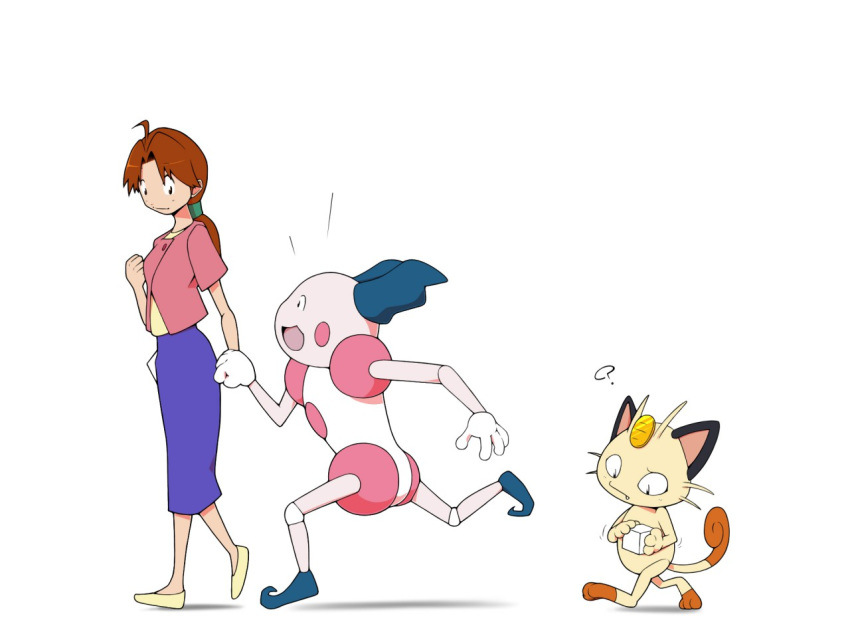 2017 4:3 anthro box delia_ketchum female group human humanoid looking_down mammal meowth mr._mime nintendo nken pok&eacute;mon pok&eacute;mon_(species) simple_background smile video_games white_background