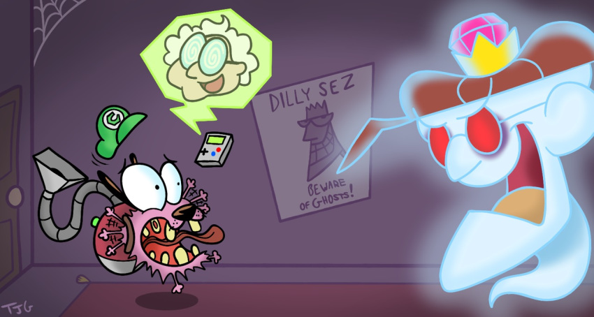 canid canine cartoon_network cosplay courage_the_cowardly_dog courage_the_cowardly_dog_(character) crossover crossover_cosplay eustace_bagge ghost king_boo luigi luigi's_mansion mammal mario_bros muriel_bagge nintendo spirit video_games