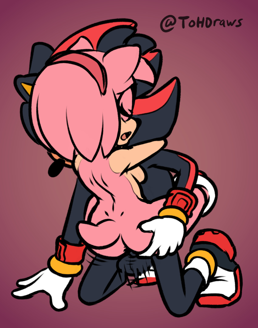 absurd_res accessory amy_rose anal anal_penetration anthro anthro_on_anthro balls black_nose breasts butt butt_grab clothing color_edit colored duo edit eulipotyphlan eyes_closed female female_penetrated footwear genitals gloves hair_accessory hairband hand_on_butt handwear hedgehog hi_res hug leg_wrap male male/female male_penetrating male_penetrating_female mammal mostly_nude motion_lines open_mouth penetration penis sex shadow_the_hedgehog side_boob signature simple_background sonic_the_hedgehog_(series) the_other_half tongue video_games