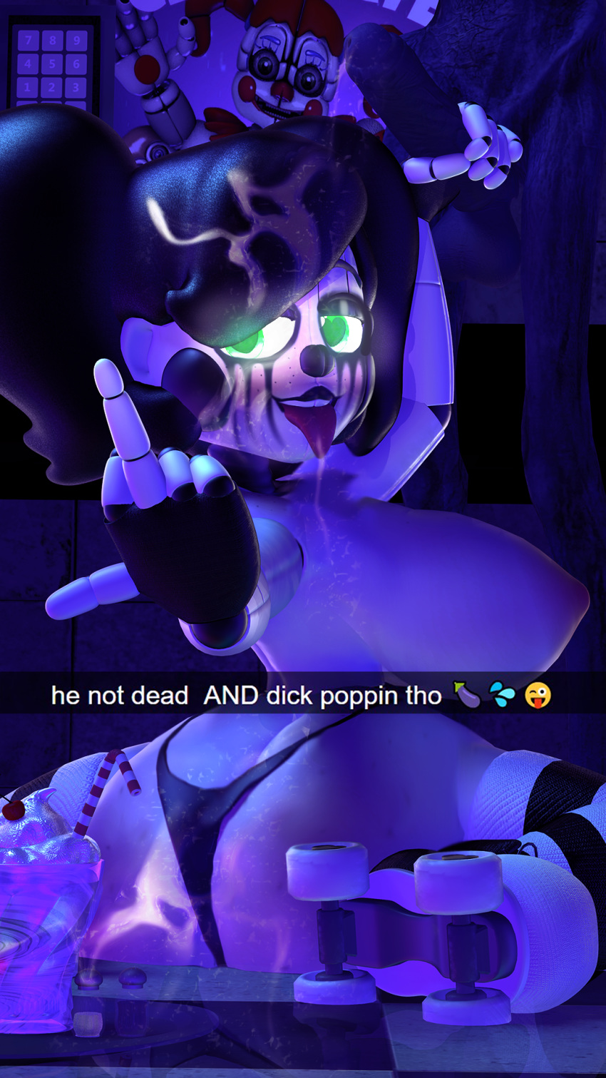 3d_(artwork) 9:16 android animatronic areola baby_(fnafsl) balls big_breasts blush bodily_fluids boob_freckles breasts bugafterdark butt camera_view clothed clothing cum cum_in_mouth cum_inside cum_on_butt cum_on_face cum_on_penis cum_on_tongue cumshot digital_media_(artwork) duo ejaculation english_text erection eyebrows eyeshadow female five_nights_at_freddy's freckles genital_fluids genitals glowing glowing_eyes green_eyes hair hi_res huge_breasts human humanoid looking_at_viewer machine makeup male male/female mammal mascara mascara_tears nipples open_mouth penis portrait purple_man_(fnaf) raised_eyebrows robot sister_location smile snapchat source_filmmaker text tongue underwear video_games