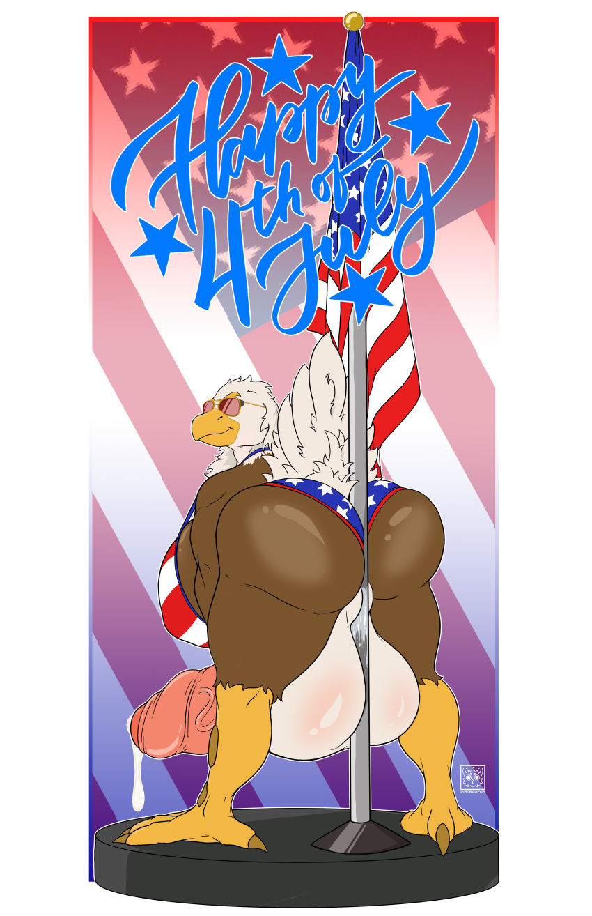 2020 4th_of_july absurd_res accipitrid accipitriform anthro avian aviator_glasses bald_eagle ball_squish balls beak big_balls big_butt big_penis bikini bikini_bottom bikini_top bird bodily_fluids brown_body brown_skin butt captain_jane_johnson clothed clothing colored cum cum_leaking dancing detailed detailed_background digital_drawing_(artwork) digital_media_(artwork) dirtbagfur eagle english_text eyebrows eyewear feathers flag foreskin genital_fluids genitals glistening glistening_balls glistening_body glistening_butt glistening_skin gynomorph herm hi_res huge_balls huge_butt huge_penis humanoid_genitalia humanoid_penis hyper hyper_balls hyper_genitalia hyper_penis intersex looking_at_viewer looking_back muscular muscular_anthro muscular_gynomorph muscular_intersex partially_clothed partially_retracted_foreskin penis pole pole_dancing sea_eagle shaded skimpy slightly_chubby smile solo squish stage stars_and_stripes sunglasses swimwear tail_feathers talons text thick_thighs uncut united_states_of_america vein veiny_penis white_body white_feathers white_skin