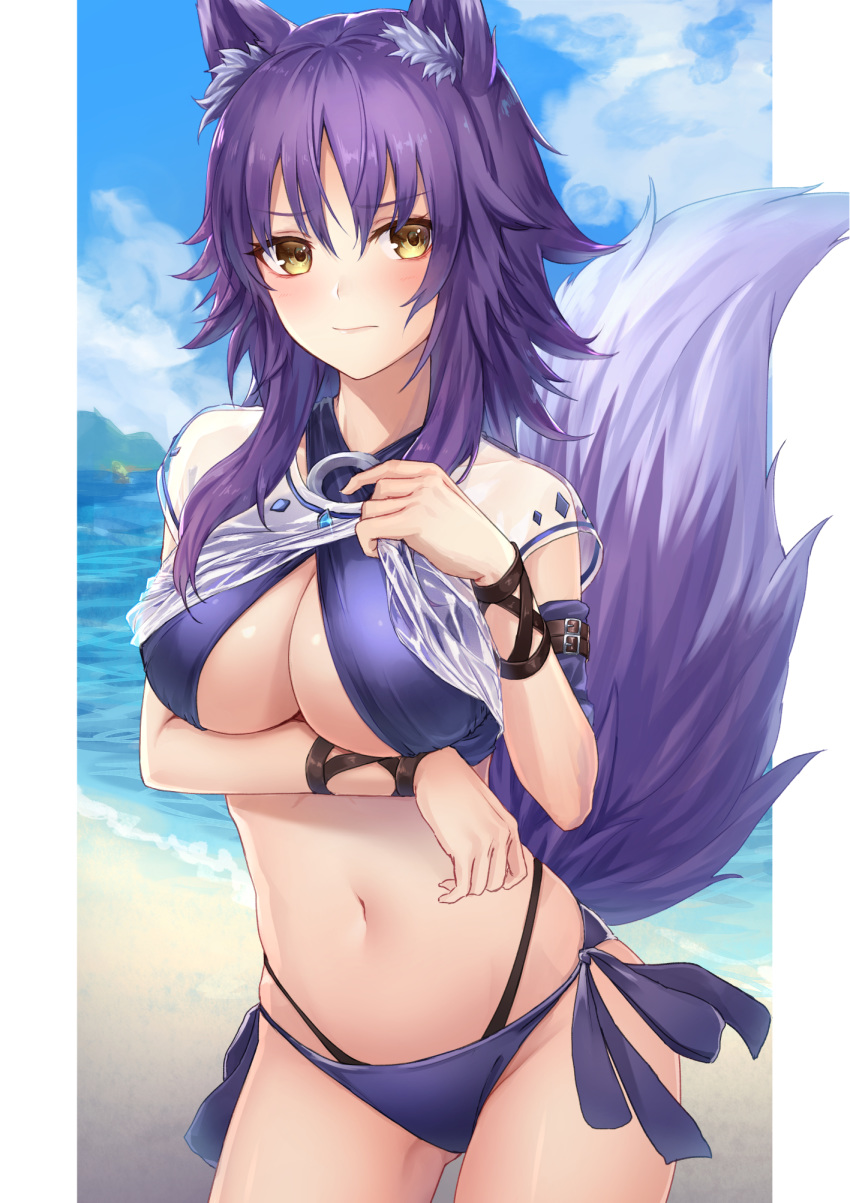 aki_makoto animal_ears bikini cleavage ironatsuki princess_connect princess_connect!_re:dive swimsuits tail