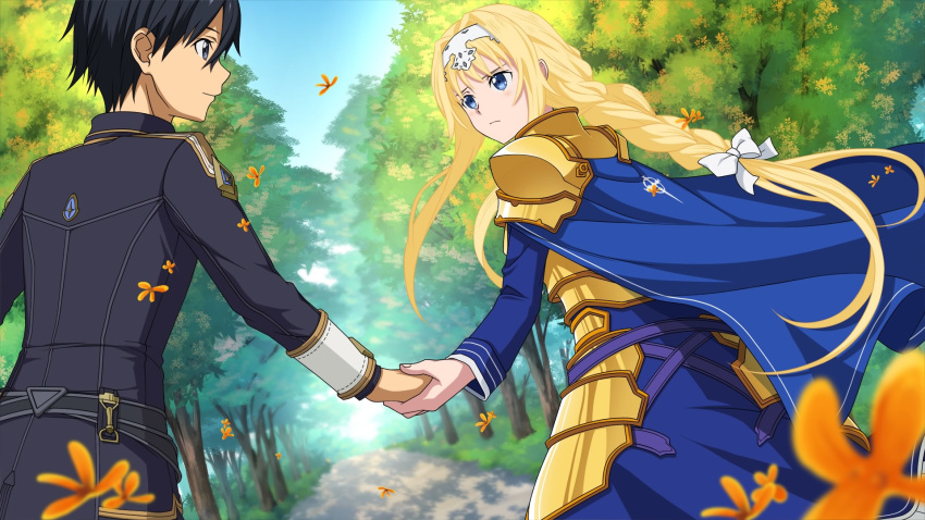 alice hold_hands kirito stroll sword_art_online