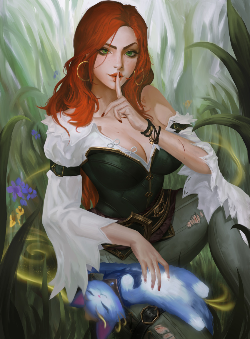 blood cleavage detexted league_of_legends miss_fortune no_bra open_shirt sylee torn_clothes