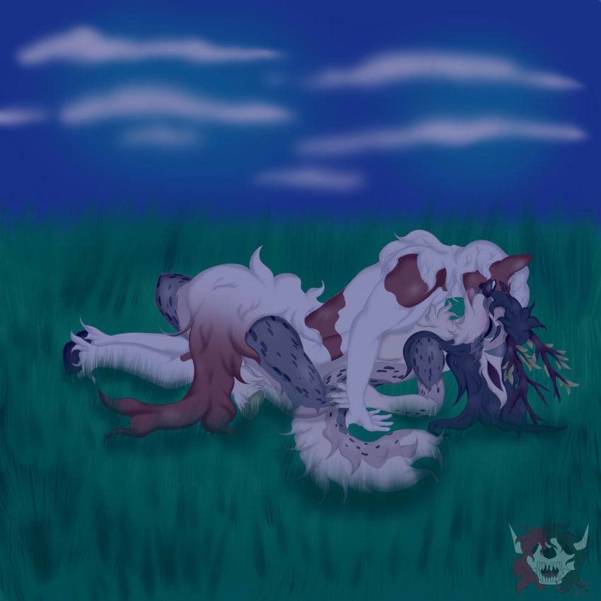 1:1 anthro canid canine duo equid equine erzabloodred fluffy grass hi_res hooves horse hybrid love mammal sex tinker
