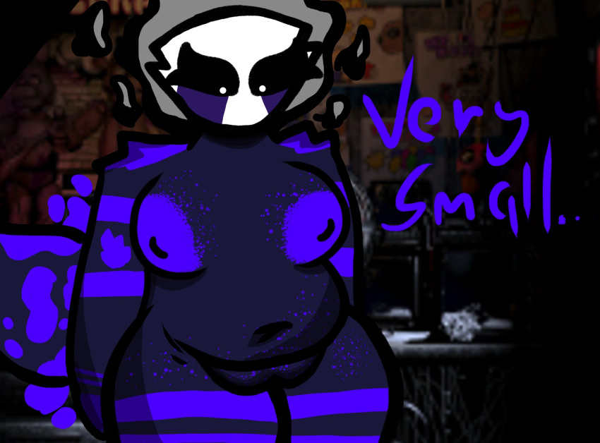 animatronic anthro big_breasts breasts digital_media_(artwork) eyeliner female five_nights_at_freddy's five_nights_at_freddy's_2 freckles fur genitals hi_res machine magic makeup marionette_(fnaf) navel nipples nude pussy robot rub_pupet_(character) rub_puppet scottgames simple_background solo tail text uulitch