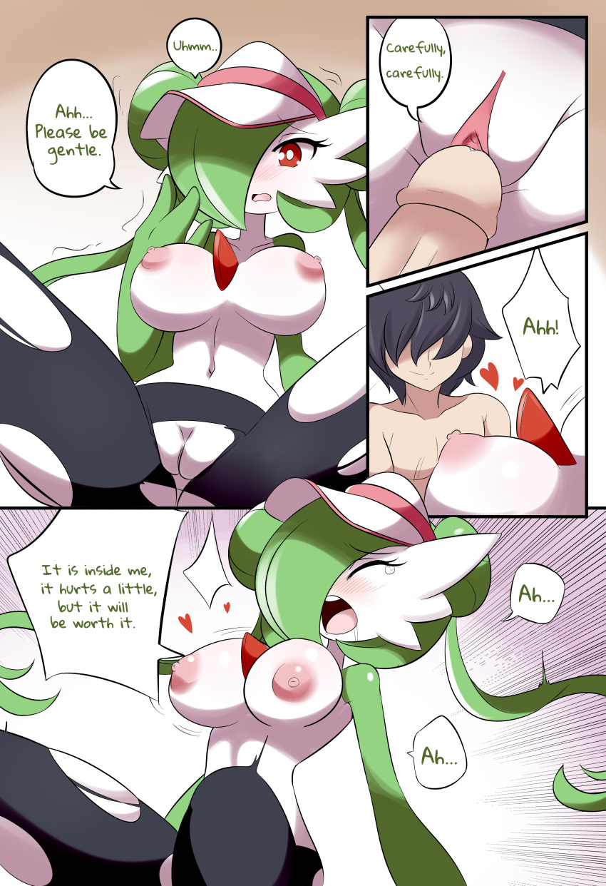 &lt;3 absurd_res big_breasts blush breasts clothing comic dialogue duo english_text eyes_closed female female_penetrated gardevoir genitals hi_res human human_on_humanoid humanoid humanoid_genitalia humanoid_penis interspecies lucyfercomic male male/female male_penetrating male_penetrating_female mammal navel nintendo nipples open_mouth penetration penis pok&eacute;mon pok&eacute;mon_(species) pok&eacute;philia pussy text the_professor_(lucyfercomic) torn_clothing vaginal vaginal_penetration video_games