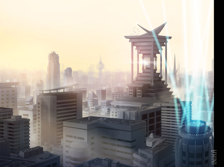 bird city cityscape highres inika no_humans original scenery translation_request