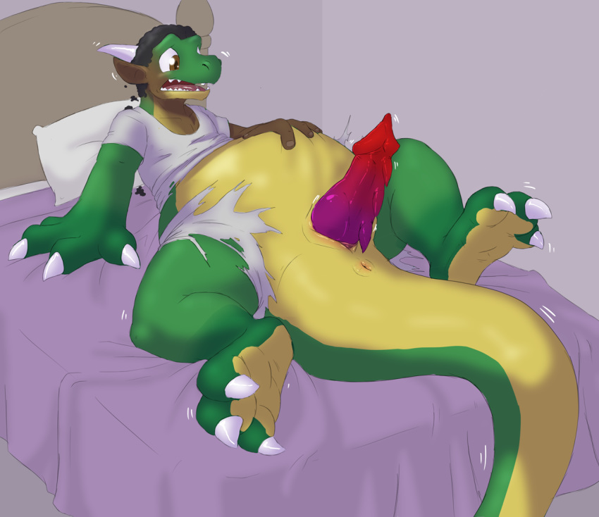 bed belly dragon erection forepawz furniture gain genitals kyrio male overweight penis rippage slightly_chubby surprise transformation waking weights wg