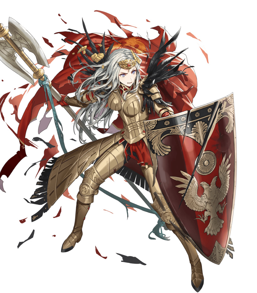 armor cuboon edelgard_von_hresvelg fire_emblem fire_emblem_heroes fire_emblem_three_houses horns nintendo torn_clothes weapon