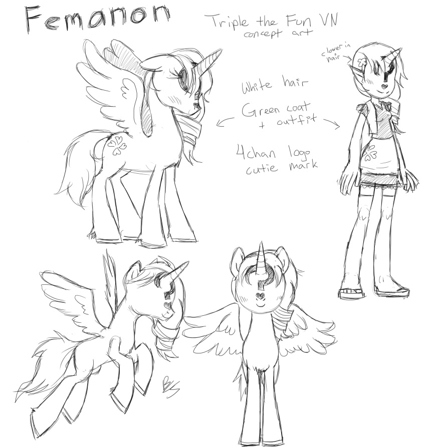 4chan ?_face absurd_res anon buttercup_saiyan english_text equid feathered_wings feathers female feral hasbro hi_res horn human mammal monochrome my_little_pony text winged_unicorn wings