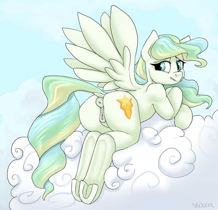 absurd_res anus butt cloud equid equine female feral friendship_is_magic genitals hi_res looking_back mammal my_little_pony neoncel pegasus pussy solo vapor_trail_(mlp) wings