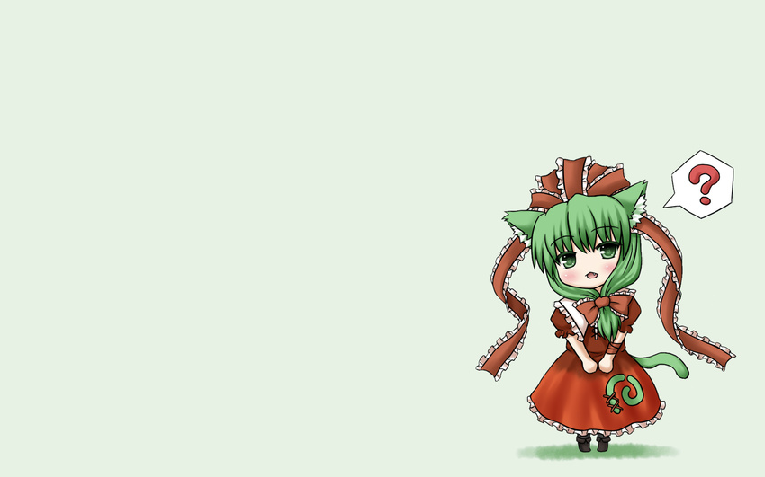 animal_ears aonagi_ibane chibi fang green kagiyama_hina tail touhou