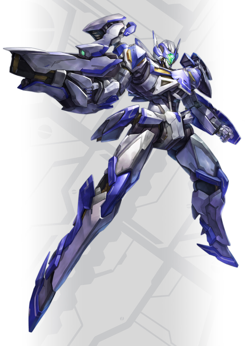 absurdres clenched_hand floating gun highres holding holding_gun holding_weapon joints looking_down mecha mechanical_ears no_humans original robot_joints solo souto_(0401) visor weapon