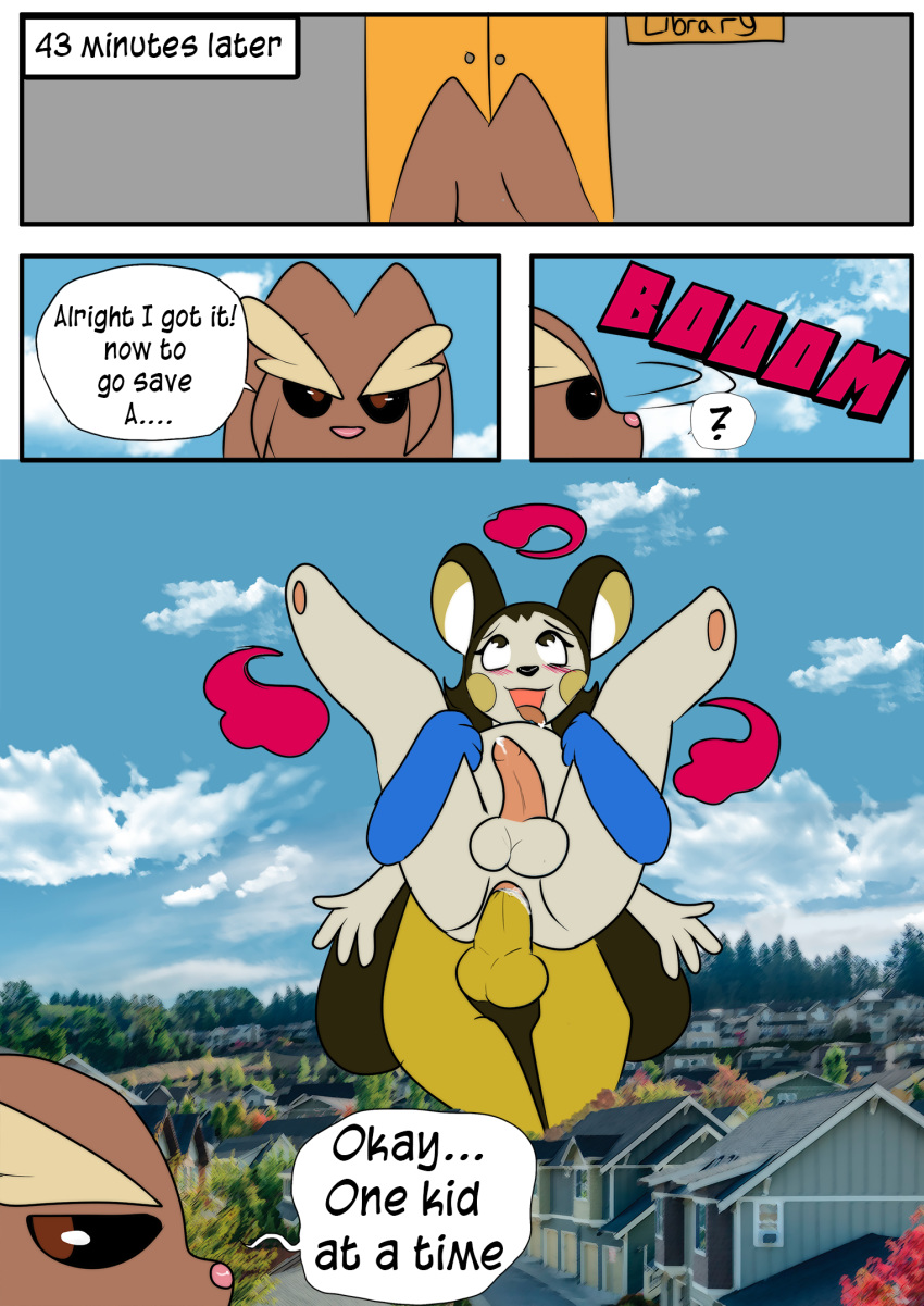 anal anthro clothing comic dynamax emolga english_text full_nelson gloves group handwear hi_res looking_pleasured looking_up lopunny male male/male nintendo pikachu pok&eacute;mon pok&eacute;mon_(species) realistic_background roxburyfox sex text video_games