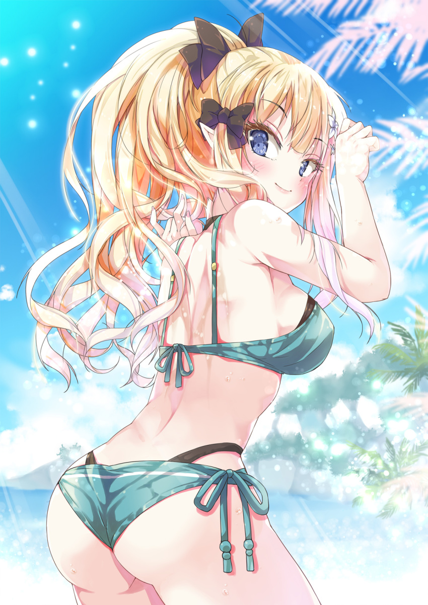 ass bikini pointy_ears porurin princess_connect princess_connect!_re:dive sasaki_saren swimsuits wet