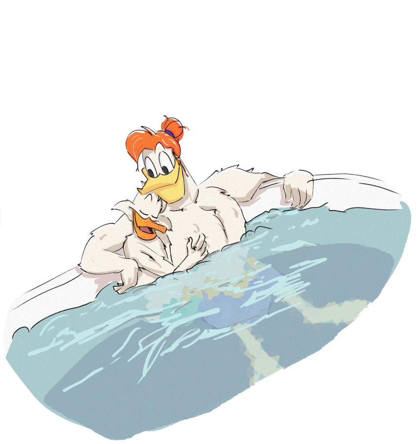 anatid anseriform anthro arms_above_head avian bathtub bird body_hair chest_hair clothing cuddling darkwing_duck disney drake_mallard duck ducktales_(2017) duo eyes_closed gos hands_behind_back happy hi_res launchpad_mcquack male male/male open_mouth relaxing smile swimming_pool swimming_trunks swimwear together