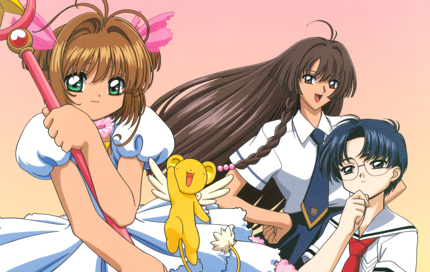 akizuki_nakuru card_captor_sakura dress hiiragizawa_eriol kerberos kinomoto_sakura madhouse megane seifuku weapon