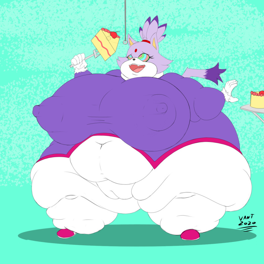 1:1 anthro belly big_belly big_breasts blaze_the_cat bottomwear breasts camel_toe clothing curvy_figure cutlery deep_navel eating english_text felid female food fork front_view fur hi_res holding_food holding_fork holding_object huge_breasts huge_hips huge_thighs hyper hyper_breasts hyper_hips hypnosis kitchen_utensils mammal mind_control morbidly_obese morbidly_obese_anthro morbidly_obese_female navel navel_outline obese obese_anthro obese_female open_mouth open_smile overeating overweight overweight_anthro overweight_female pants plump_camel_toe purple_body purple_fur shirt signature simple_background smile solo sonic_the_hedgehog_(series) standing text thick_thighs three-quarter_view tight_bottomwear tight_clothing tight_pants tight_shirt tight_topwear tools topwear vant_talon voluptuous weight_gain white_body white_fur wide_hips