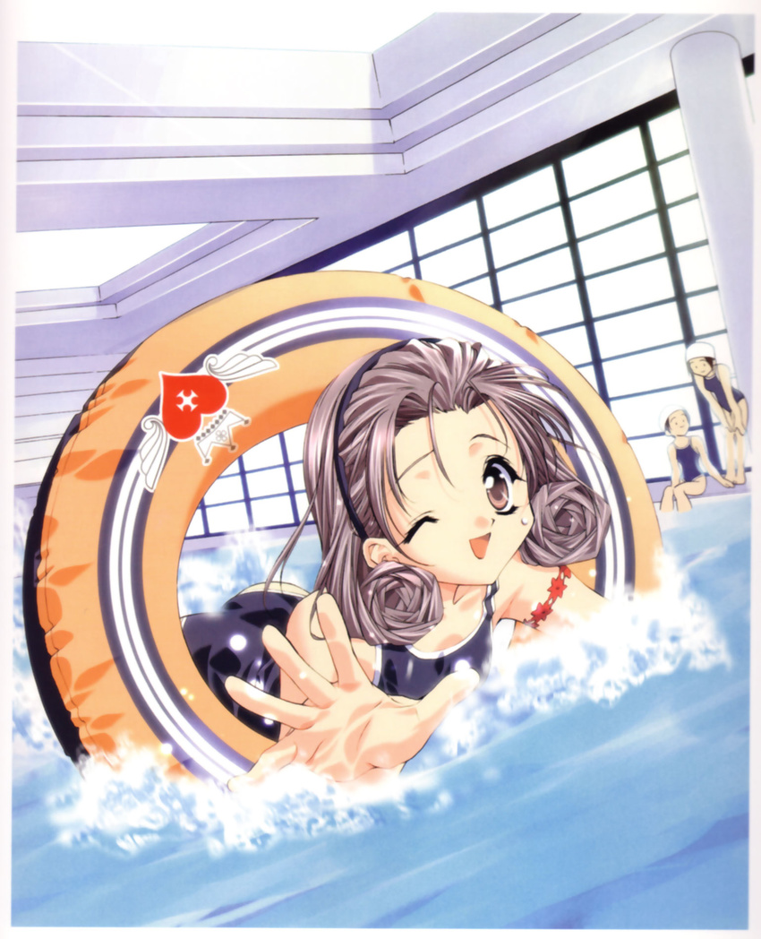 highres innertube pool shirayuki shirayuki_(sister_princess) sister_princess swimming swimsuit swimsuits wink