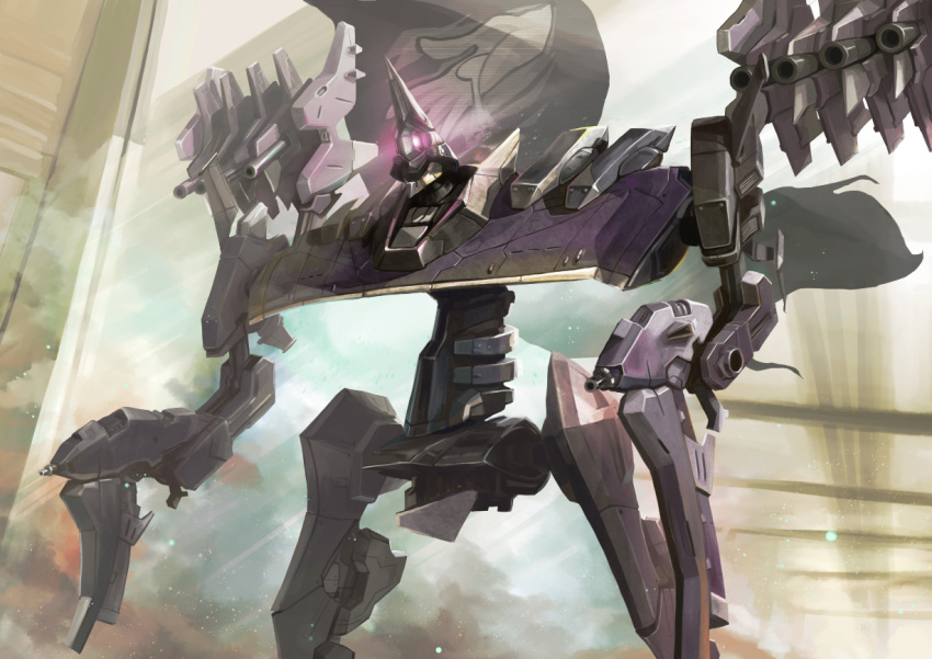 armored_core armored_core:_for_answer dual_wielding flag gem gun holding hukutuuprunes looking_ahead mecha no_humans one-eyed science_fiction solo weapon x-sobrero_next