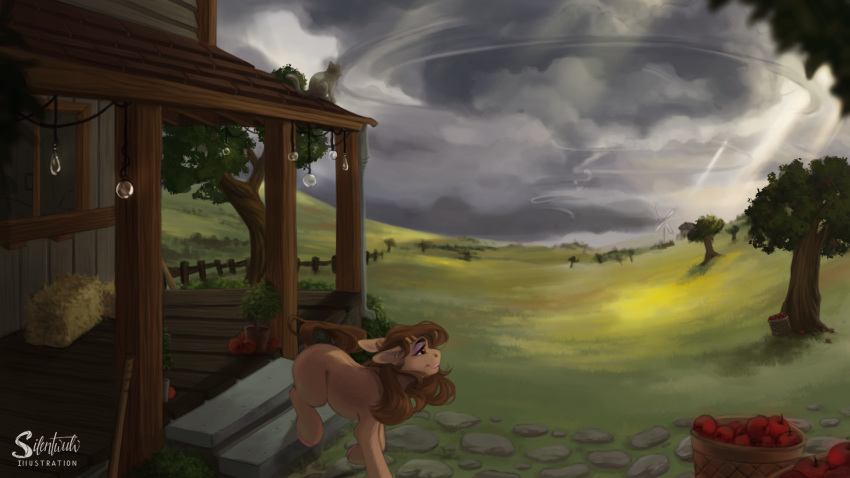 16:9 2020 day detailed_background digital_media_(artwork) equid equine eyebrows eyelashes fan_character female feral grass hasbro hi_res hooves mammal my_little_pony outside purple_eyes silentwulv sky smile solo standing tree widescreen