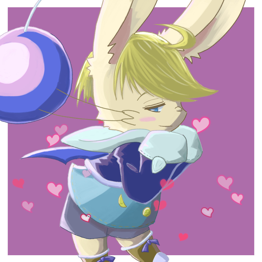 &lt;3 1:1 anthro blonde_hair blue_eyes blush boots bottomwear clothing final_fantasy final_fantasy_tactics_advance_2 footwear hair long_sleeves male mammal moogle shoes shorts simple_background smile solo square_enix video_games wings