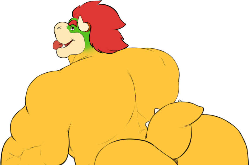 animal_humanoid big_butt bowser butt croconut hair horn humanoid itzcharlie kosmonius looking_back male mario_bros muscular nintendo nude red_hair scalie scalie_humanoid solo tongue tongue_out video_games