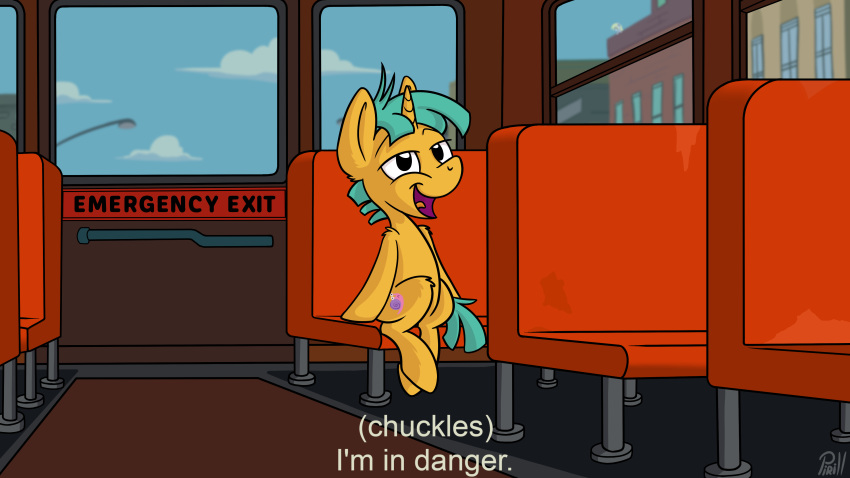 16:9 4k absurd_res bus commercial_vehicle danger dangerous dialogue english_text equid equine friendship_is_magic green_hair hair hasbro hi_res horn inside male mammal meme my_little_pony pirill-poveniy public_transportation ralph_wiggum sitting snails_(mlp) solo text the_simpsons unicorn vehicle vehicle_for_hire widescreen