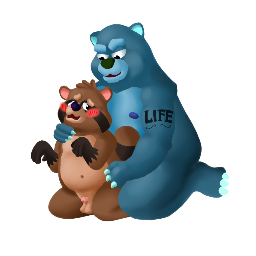 1:1 absurd_res anal anal_penetration anthro balls belly big_belly big_dom_small_sub blush brown_body brown_fur canid canine digital_media_(artwork) duo erection fur genitals hi_res humanoid_genitalia humanoid_penis life_(sibluself) male male/male male_penetrated male_penetrating male_penetrating_male mammal moobs navel nipples nude open_mouth overweight overweight_anthro overweight_male penetration penis raccoon_dog sex siblu sibluself simple_background size_difference slightly_chubby small_penis smile tanuki ursid
