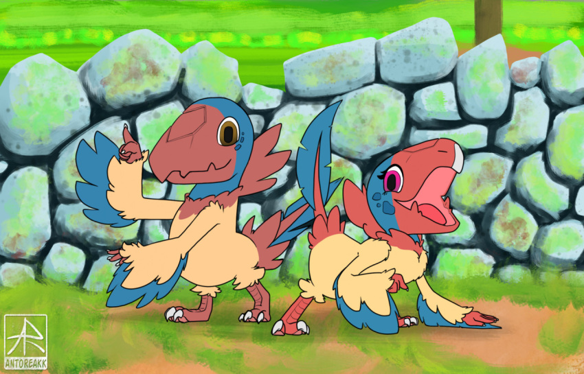 antoreakk archen avian duo feathers female feral fossil_pok&eacute;mon male nintendo pok&eacute;mon pok&eacute;mon_(species) sibling tail_feathers talons twins video_games