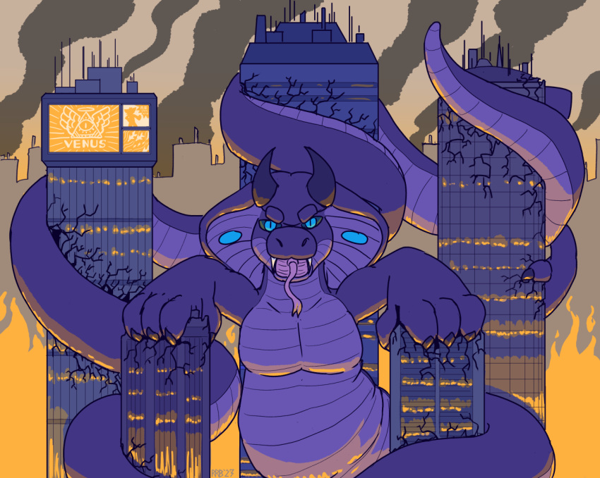building city destruction dragon fire kaiju reptile run_rabbit_bounce scalie skyscraper smoke snake